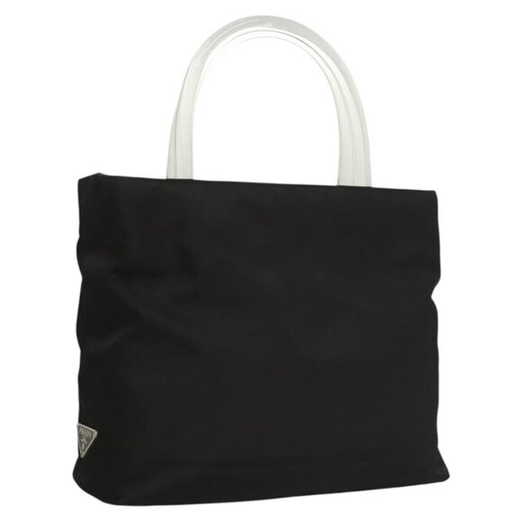 PRADA Hand Bag Nylon Plastic Black Clear Auth - Picture 1 of 16